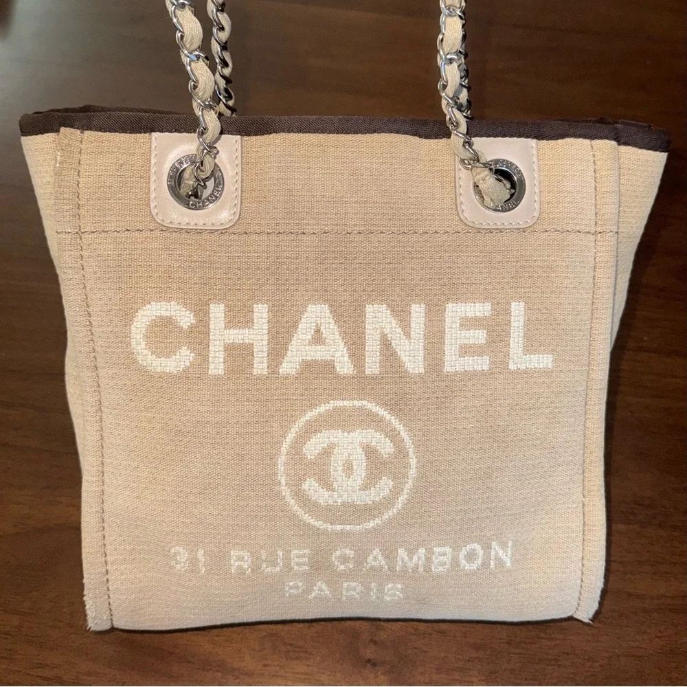CHANEL Mini Deauville Canvas Tote | 100% Authentic - Picture 3 of 14